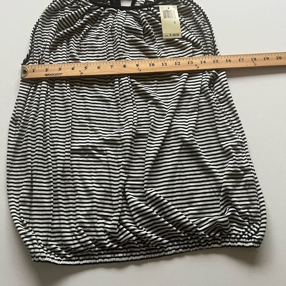 NEW Max Studio Women's Striped Halter Top Size S Crew Neck Stretch Loose Black - Picture 4 of 8